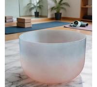 ENERGYSOUND 16 Inch Third Eye Chakra A Tone Gradient Design Frosted Quartz Crystal Singing Bowl