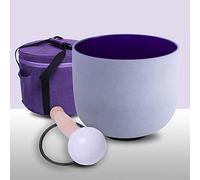 ENERGYSOUND 432 Hz Perfect Pitch A 3rd Eye Chakra Indigo Color Frosted Quartz Crystal Singing Bowl 8 inch (20 cm)+ Carrier bag mallet &O-ring included