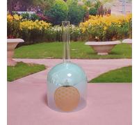 ENERGYSOUND Blue Alchemy Solid Handle Clear G Throat Chakra Pattern Quartz Crystal Singing Bowl 6 inch