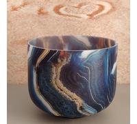 ENERGYSOUND Blue &White Stone Pattern Design Frosted 432 Hz F Heart Chakra Quartz Crystal Singing Bowl 8 inch(20 cm) Sound Healing & Yoga Meditation