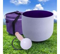 ENERGYSOUND Crystal Quartz Bowl 8 inch 432 Hz A 3rd Eye Chakra Indigo Color Frosted Quartz Crystal Singing Bowl + Carrier bag