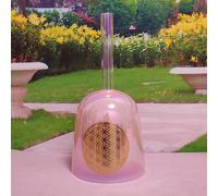 ENERGYSOUND Pink Alchemy Solid Handle Clear F Heart Chakra Pattern Quartz Crystal Singing Bowl 6 inch