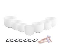 ENERGYSOUND Yoga Crystal Singing Bowl set Chakra Tuned Set of 7PCS Frosted Quartz Crystal Singing Bowl 8-12 inch (20 cm -30 cm)