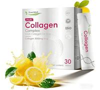 EneriWell Marine Collagen Liquid Sachets, Multi Collagen Dietary Supplement - Type I, II, III, V, X, Halal Hydrolysed Peptides with Vitamin C for Healthy Hair, Skin, Nails and Joints, Gluten-free 30PC