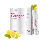 EneriWell Multi Collagen 5X Max Dietary Supplement for Women, Type 1 2 3 4 5 Multi-Collagen Sachets, Marine Collagen Glow Up & Hydrolysed Bovine Collagen Peptides, Lemon Flavor Drink 30 Packets Travel