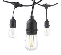 ENERJ 10.2m Outdoor LED String Lights with 10 x 2W S14 Edison Filament Bulbs IP65 Waterproof Commercial Grade Festoon Lighting Connectable Up to 30 Strands E27 Warm Glow