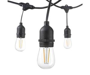 ENERJ 10.2m Outdoor LED String Lights with 10 x 2W S14 Edison Filament Bulbs IP65 Waterproof Commercial Grade Festoon Lighting Connectable Up to 30 Strands E27 Warm Glow