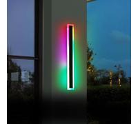 ENERJ 100cm RGB Outdoor Wall Light, Modern Linear LED Sconce Colour Changing 24W, IP65 Waterproof Garden Lamp, Matte Black Acrylic Fixture for Patio, Living Room & Bedroom (1 Metre)