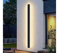 ENERJ 120cm Modern LED Outdoor Wall Light, 24W Warm White 3000K Linear Architectural Sconce, IP65 Waterproof Exterior Facade Lighting for Garden, Courtyard & Patio, Matte Black [Energy Class A]