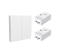 ENERJ 2 Gang Wireless Kinetic Switch, White+Non Dimmable + Wi-Fi 5A RF Receiver