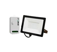 ENERJ 50W LED Floodlight Pre Wired with 500W RF + WiFi Receiver + 1 Gang Wireless Kinetic Switch (White Body)