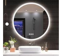 ENERJ 70cm Round LED Bathroom Mirror with RGB Backlight & CCT Front Light, Bluetooth Speakers, Anti-Fog Demister, Time & Temp Display, IP44 Waterproof Smart Circular Mirror
