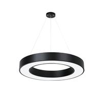 ENERJ Modern Round LED Pendant Light, 24W 6500K Daylight, Hanging Ceiling Lamp, Black Minimalist Circular Chandelier for Kitchen Island, Dining Room, Living Room, Office, Hotel