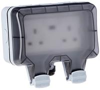 EnerJ Smart Waterproof Outdoor Socket 13A WiFi Twin Wall Socket with USB Port, IP55 Rated 2 Gang 13 Amp Double Outdoor Weatherproof Power Electric Sockets for Garden & External Electrical Outlet