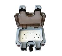 ENERJ Smart Waterproof Outdoor Socket 13A WiFi Twin Wall Socket with USB Port, IP55 Rated 2 Gang 13 Amp Double Outdoor Weatherproof Power Electric Sockets for Garden & External Electrical Outlet