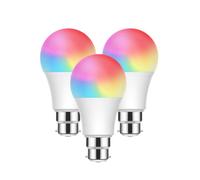 ENERJ Smart WiFi 9W LED Bulb B22 Base, 2700K-6500K RGB Dimmable Colour Changing, Pack of 3 [Energy Class B]