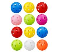 ENERKEEN 12Pcs Cat Ball Toy, Low Noise No Bells Holey Plastic Cat Balls, Funny Interactive Cats Toys for Indoor Cats, Firm Toy Balls for Kitten Puppy Ferret Bird (1.65")