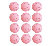ENERKEEN 12Pcs Cat Ball Toy, Low Noise No Bells Holey Plastic Cat Balls, Funny Interactive Cats Toys for Indoor Cats, Firm Toy Balls for Kitten Puppy Ferret Bird (1.65", Pink)