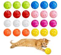ENERKEEN 24PCS Value Pack Plastic Ball Cat Toys Balls Without Bells for Indoor Kitten, Gifts for Cats（26 Holes, 42mm）