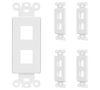 ENERLITES 2-Port Keystone RJ45 Wall Plate Adapter, Multimedia Insert for Decorator Wall Plate, Cat7 Cat6 Cat5 Compatible, for Voice/Data & Audio/Video Multimedia Modules, 6262-W-5PCS, White, 5 Pack