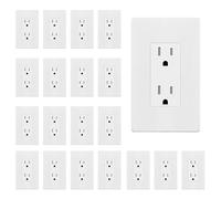 ENERLITES 20 Pack White Decorator Receptacle with Screwless Wall Plate, Standard Electrical Wall Outlet, 15A 125V, Self-Grounding, 2-Pole, 3-Wire, 5-15R, UL Listed, 61502-TR-WSID, Tamper Resistant