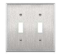 Enerlites 7712 2-Gang Stainless Steel Toggle Switch Wall Plate, Standard Size