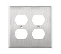 Enerlites 7722 2-Gang Duplex Receptacle Stainless Steel Wall Plate, Standard Size