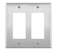 Enerlites 7732 2 Gang Stainless Steel Wall Plate for Decorator Switch, Outlet, GFCI Device