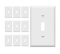 Enerlites 8811-W 1-Gang Toggle Switch Wall Plate, Standard Size, Unbreakable Polycarbonate, White - 10 Pack
