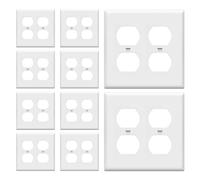 Enerlites 8822-W 2-Gang Duplex Outlet Wall Plate, Standard Size, Unbreakable Polycarbonate, White - 10 Pack