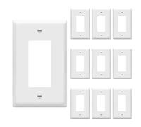 Enerlites 8831M-W 1-Gang Decorator/GFCI Device Wall Plate, Mid-Size, Unbreakable Polycarbonate, White, 10 Pack