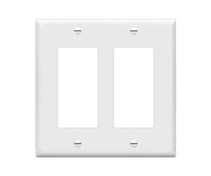 Enerlites 8832-W 2-Gang Decorator/GFCI Rocker Wall Plate, Standard Size, Unbreakable Polycarbonate, White Outlet Jack Receptacle Cover