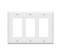 Enerlites 8833-W Decorator Light Switch/Receptacle Outlet Wall Plate, Polycarbonate Thermoplastic, Standard/3 Gang, White