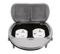 Enerlites 975503-S 4'' Nickel Plated Brass Hinged Floor Box Cover, 20A Duplex Tamper-Weather Resistant Receptacle