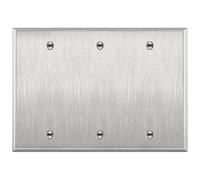 ENERLITES Blank Device Metal Wall Plate, Corrosive Resistant, Size 3-Gang 4.50" x 6.38", 7703, 430 Stainless Steel, UL Listed, Silver