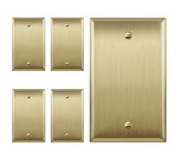 ENERLITES Blank Device Metal Wall Plate, Stainless Steel 201, Corrosive Resistant, Size 1-Gang 4.50" x 2.76", 7701-BB-5PCS, Brushed Brass, Gold, 5 Pack