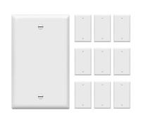 ENERLITES Blank Device Wall Plate, Gloss Finish, Standard Size 1-Gang 4.50" x 2.76", Polycarbonate Thermoplastic, Electrical Covers for Unused Outlets/Switches, 8801-W-10PCS, White 10 Pack