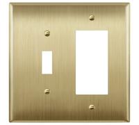 ENERLITES Combination Toggle Switch and Decorator Receptacle Metal Wall Plate, Stainless Steel Outlet Cover, Corrosion-Resistant, Mid-Size 2-Gang 4.88" x 4.92", 771131M-BB, Brushed Brass