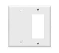 Enerlites Combination Wall Plate (Blank Device/Decorator Switch), Standard Size 2-Gang, Polycarbonate Thermoplastic, White 880131-W
