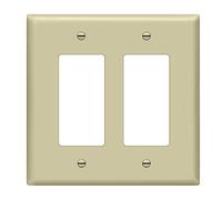 ENERLITES Decorator Light Switch or Receptacle Outlet Wall Plate, Gloss Finish, Midway Size 2-Gang 4.88" x 4.92", Unbreakable Polycarbonate Thermoplastic, UL Listed, 8832M-I, Ivory