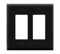 ENERLITES Decorator Light Switch or Receptacle Outlet Wall Plate, Gloss Finish, Midway Size 2-Gang 4.88" x 4.92", Unbreakable Polycarbonate Thermoplastic, UL Listed, 8832M-BK, Black