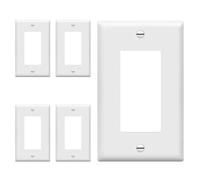 ENERLITES Decorator Light Switch or Receptacle Outlet Wall Plate, Size 1-Gang 4.50 Inches x 2.76 Inches, Unbreakable Polycarbonate Thermoplastic, 8831-W-5PCS, White (5 Pack), UL Listed