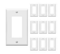 ENERLITES Decorator Light Switch or Receptacle Outlet Wall Plate, Size 1-Gang 4.50 Inches x 2.76 Inches, Unbreakable Polycarbonate Thermoplastic, 8831-W-10PCS, White (10 Pack), UL Listed