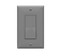 ENERLITES Decorator On/Off Paddle Switch with Wall Plates, Single Pole, 3 Wire, Grounding Screw, Residential Grade, 15A 120V/277V, UL Listed, 91150-GYWP, Gray