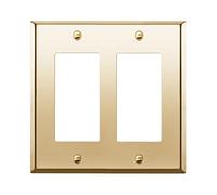 ENERLITES Decorator Switch Wall Plate, Standard Size 2-Gang, 7732-PB, Polished Brass