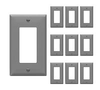 ENERLITES Decorator Wall Plate, Light Switch or Receptacle Outlet Cover, 1-Gang Size 4.50" H x 2.76" L, 8831-GR, Gray (10 Pack)