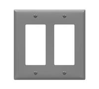 ENERLITES Decorator Wall Plate Light Switch or Receptacle Outlet Cover, 2-Gang Size 4.50" H x 4.57" L, Polycarbonate Thermoplastic, 8832-GR, Gray