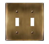 ENERLITES Double Toggle Light Switch Metal Cover Plate, Stainless Steel Wall Plate, Corrosion Resistant, Standard Size 2-Gang 4.50" x 4.57", UL Listed, 7712-AB, Antique Brass