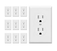 ENERLITES Duplex Outlets and Wall Plates Bundle, Tamper-Resistant Electrical Receptacle, 15A 125V, Self-Grounding, 2-Pole, UL Listed, 61581-TR-WWP-10PCS, White (10 Pack)