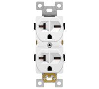 ENERLITES Duplex Receptacle, 20 Amp Electrical Wall Outlet, Industrial Grade, 2-Pole, 3-Wire, 20A 250V, UL Listed, 62081-W, White